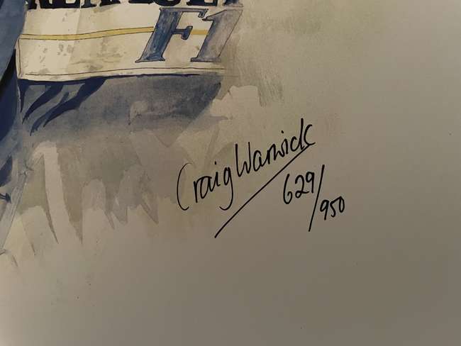 Craig Warwick Watercolour Lithographic Print Nigel Mansell S-Auction Lot