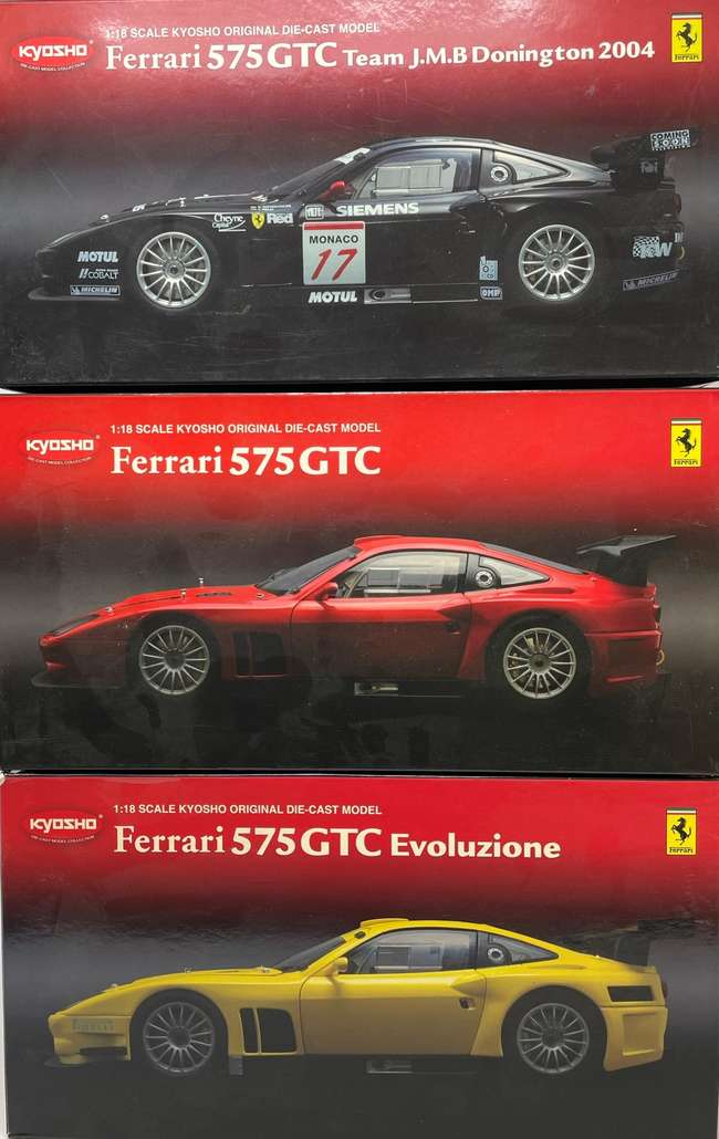 Iconic Auctioneers | A Trio of 1:18th Scale Ferrari 575 GTCs by Kyosho