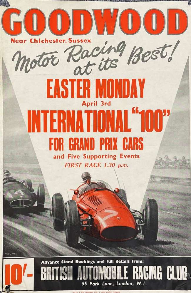 Original Goodwood 'Easter Monday 100' 1961 Promotional Poster
