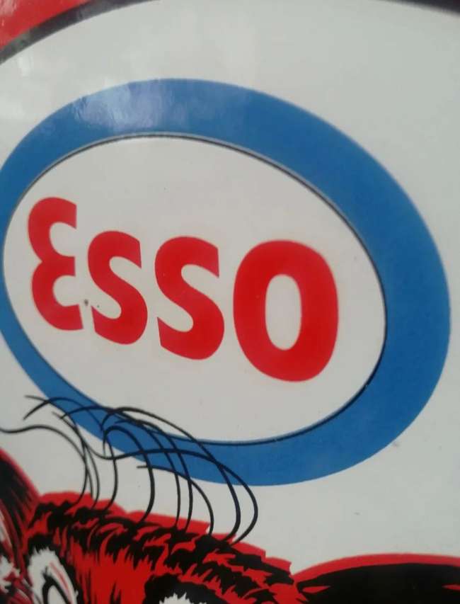 A New/Old Stock Enamelled Metal Esso Rounded Sign
