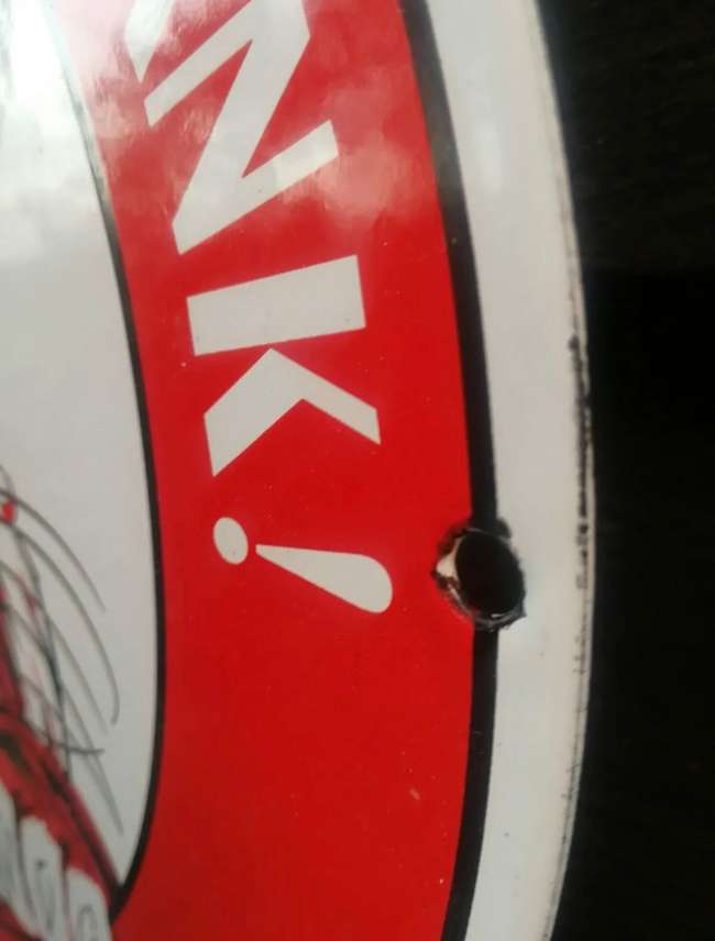 A New/Old Stock Enamelled Metal Esso Rounded Sign