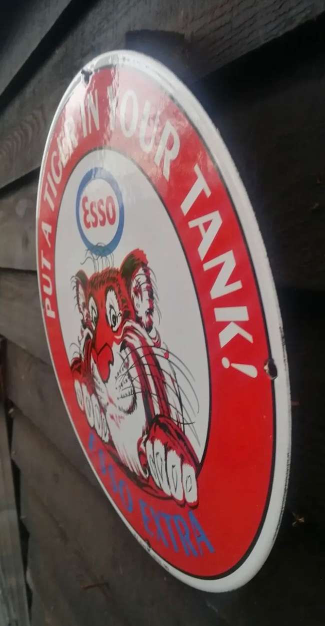 A New/Old Stock Enamelled Metal Esso Rounded Sign