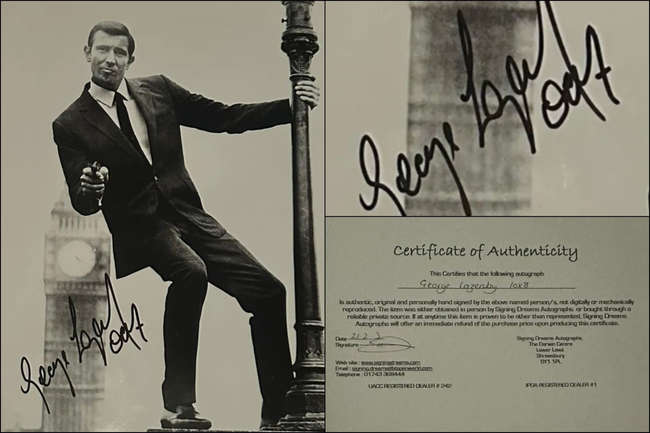 A Rare, Genuine and Hand-Signed George Lazenby 007 Autograph 