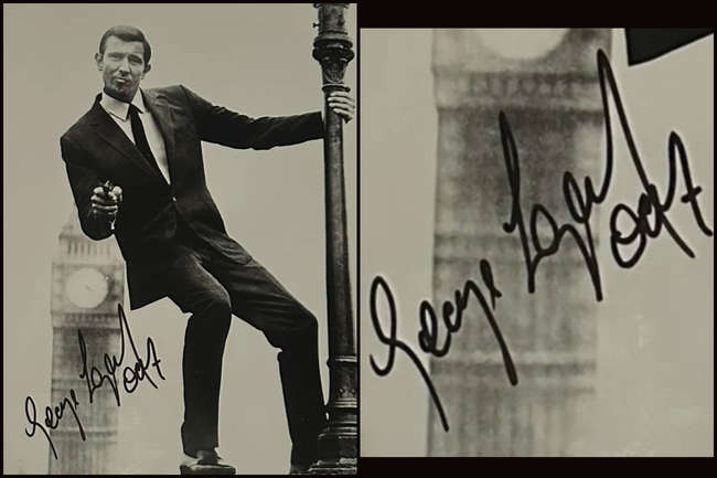 A Rare, Genuine and Hand-Signed George Lazenby 007 Autograph 