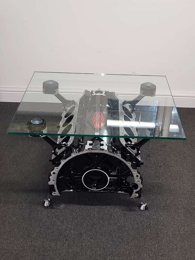 Jaguar AJ-V8 Engine Block Glass-Topped Table