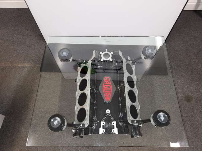 Jaguar AJ-V8 Engine Block Glass-Topped Table