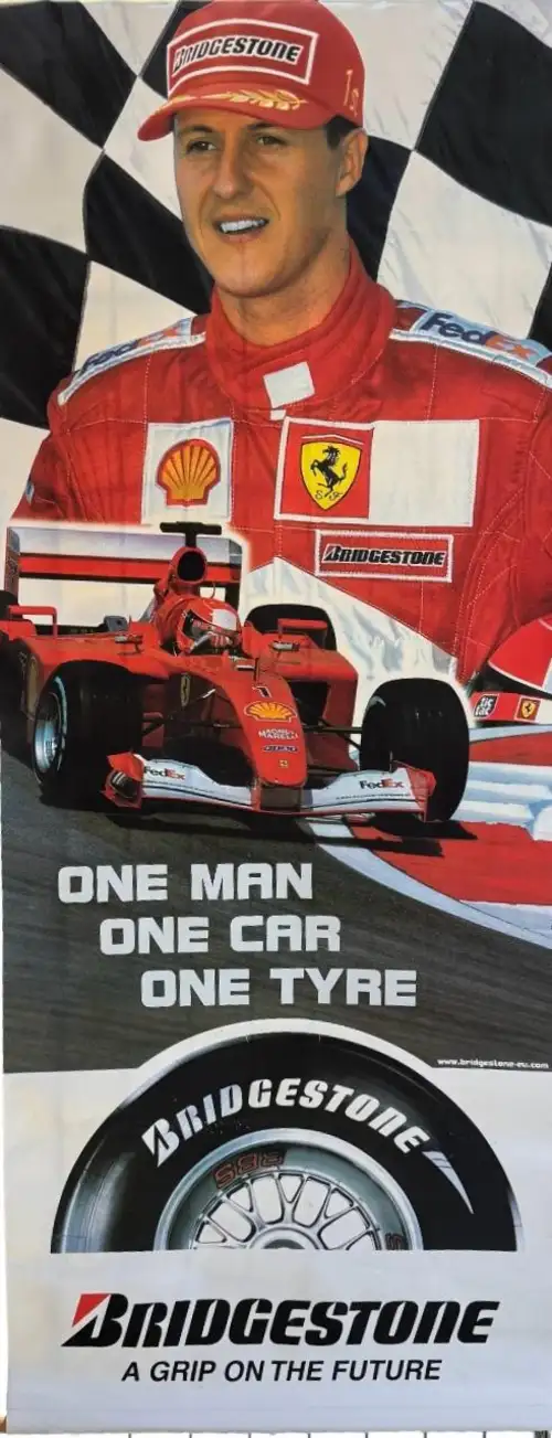 A Very Large 2001 Michael Schumacher Bridgestone Advertising-Sold