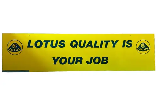 A Large 'Lotus Quality is Your Job' Vinyl Covered Aluminium -For Sale