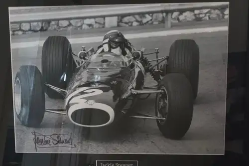 Large Monochrome Signed Image of Sir Jackie Stewart at the W-For Sale