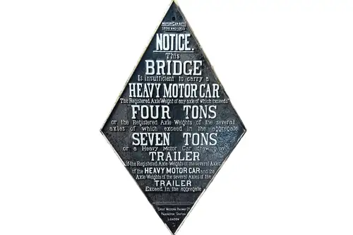 Large Cast Iron Weight Restrictions Sign Marked Great Wester-For Sale