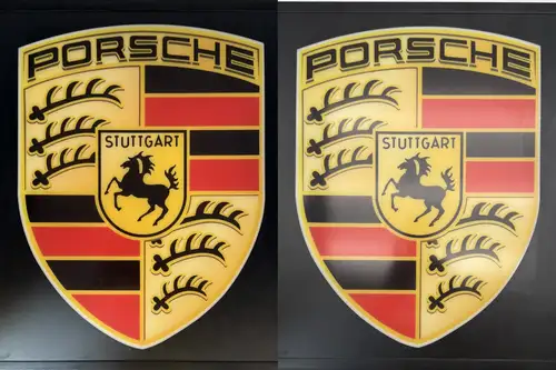 A Pair of Framed 'Porsche' Style Shields -For Sale