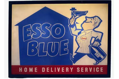 A Rare Vintage Illimunated Sign for Esso Blue Home Delivery-For Sale