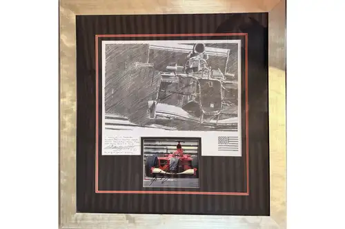 A Nick Watts Original Pencil Sketch with Signed Schumacher P-For Sale