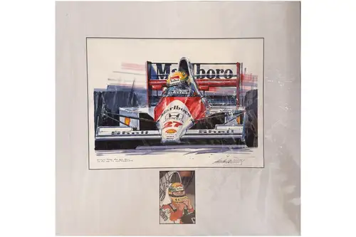Original Acrylic Artwork: Ayrton Senna Driving his 1990 McLa-Sold