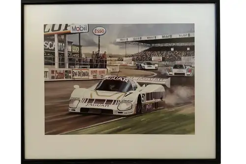 A Rare 1986 Silk Cut Jaguar XJR-6 Print by Graham Turner-For Sale