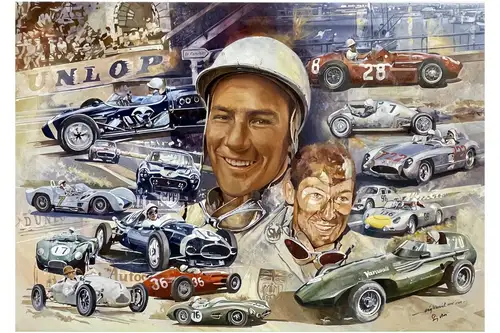 Original Artwork 'Still Going Strong at 80' Sir Stirling Mos-For Sale