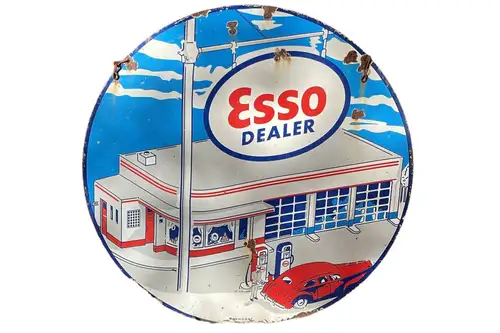 'Esso' Dealer-Style Circular Enamel Sign-Sold