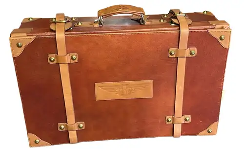 Official Morgan Tan Leather Suite Case with Luggage Straps-Sold