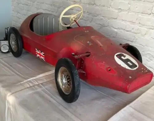 Tri-ang Vanwall Grand Prix Pedal Car With Period Custom Dash in Need of T.L.C.