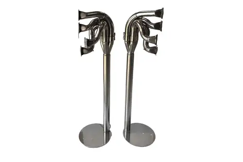 A Pair of Lamps Crafted from the Exhaust System of a Ford Co-For Sale