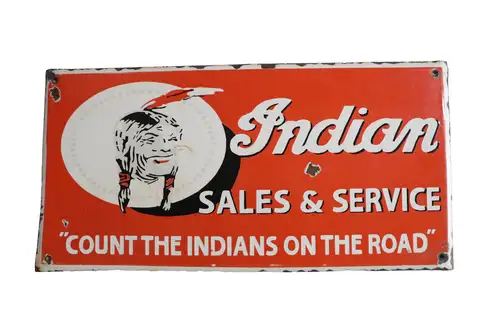 1938 Indian Sales and Service Enamel Sign-For Sale