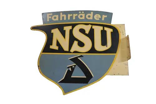 1930s NSU Fahrrader End Wall Mounted Enamel Sign -For Sale