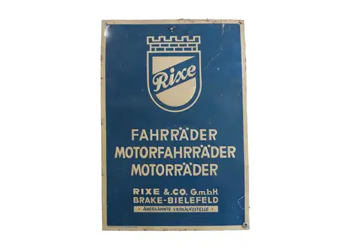 Rixe Fahrrader Motorfahrrader Motorrrader Enamel Sign-For Sale