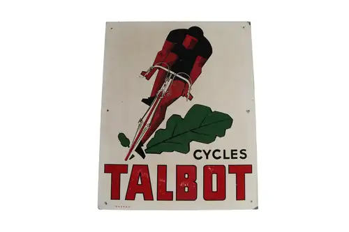 1960s Talbot French Cycles Enamel Sign by Sasago-For Sale