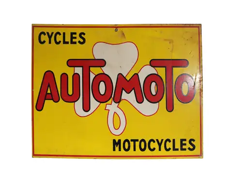 AutoMoto Cycles and Motorcycles Enamel Sign-For Sale