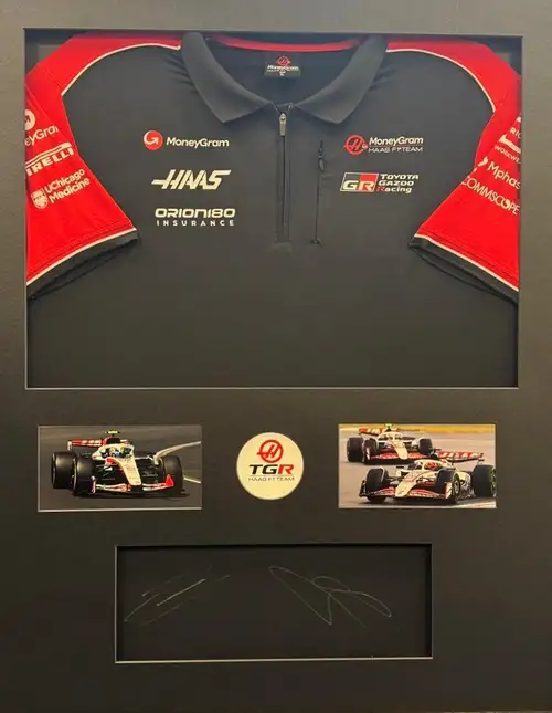 Charity Lot - 2025 MoneyGram Haas F1 Team Dual-Signed Team P-For Sale