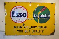 Esso / Essolube Enamel Sign Measuring 183cm x 122cm -Sold