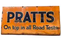Pratts On Top in all Road Tests Enamel Sign-Sold