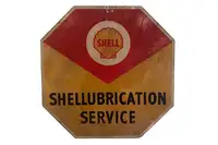 Large Distinctive 'Shellubrication Service' Enamel Sign-Sold