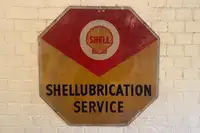 Large Distinctive 'Shellubrication Service' Enamel Sign-Sold