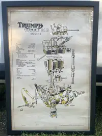 4 x Triumph Exploded View Posters in Frames