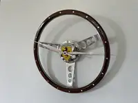 Wood-Rimmed Alloy Steering Wheel Wall Clock*