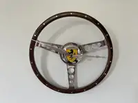 Wood-Rimmed Alloy Steering Wheel Wall Clock*