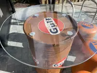 Gulf-Themed Oil Drum Table and Seat Set-Sold