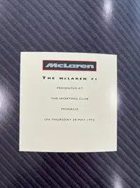1992 McLaren F1 Launch Brochure in Presented in it's Orginal-Sold