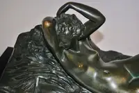 Art Deco Bronze Nude Lying Woman by Marcel Bouraine
