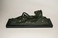 Art Deco Bronze Nude Lying Woman by Marcel Bouraine