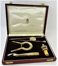 A Superb Art Deco Silver Plated Asprey Cocktail Shaker and Silver Plated Asprey Cocktail Bar Set