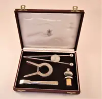 A Superb Art Deco Silver Plated Asprey Cocktail Shaker and Silver Plated Asprey Cocktail Bar Set