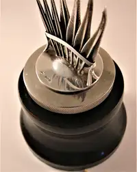 Solid Silver 'Seven Feathers' Automobile Radiator/Bonnet Mas-For Sale