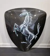 Original Prancing Horse on Carbon Fibre Sheild Artwork by Pa-For Sale