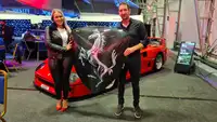 Original Prancing Horse on Carbon Fibre Sheild Artwork by Pa-For Sale