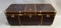 Large Leather Travel Trunk Bearing the Royal Corps of Marines and George V Coat of Arms