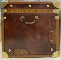 Large Leather Travel Trunk Bearing the Royal Corps of Marines and George V Coat of Arms