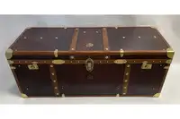 Large Leather Travel Trunk Bearing the Royal Corps of Marines and George V Coat of Arms