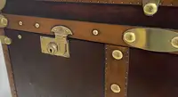 Large Leather Travel Trunk Bearing the Royal Corps of Marines and George V Coat of Arms